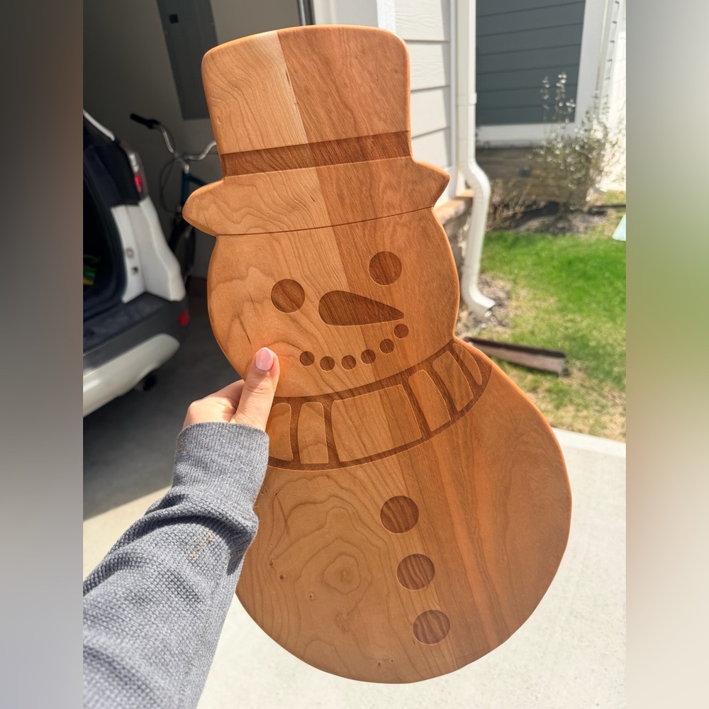 Wood Snowman Cutting/Serving Board - Natural Wood